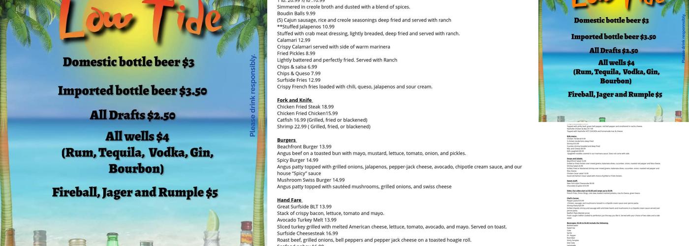 Beach Front Deck Bar and Grill Menu
