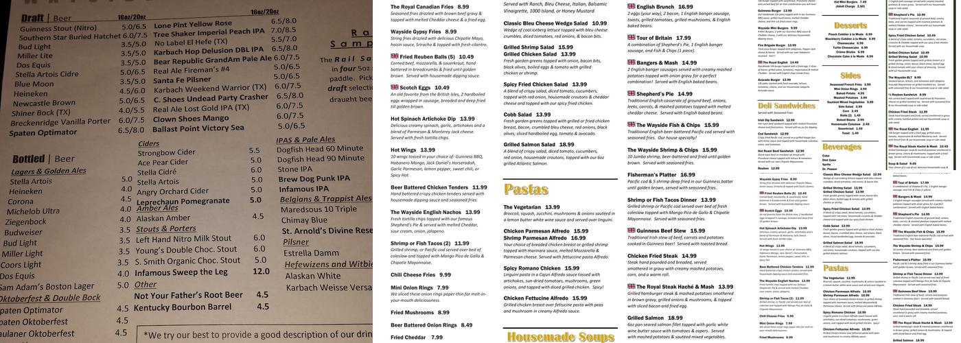 Wayside Pub Menu