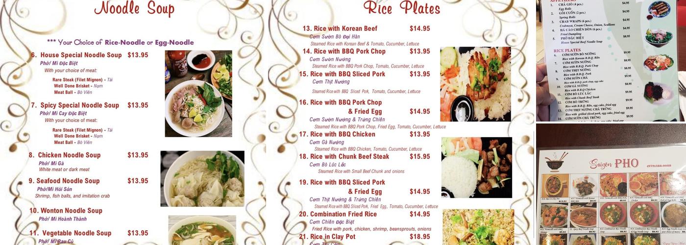 Saigon Pho Vietnamese Restaurant Menu