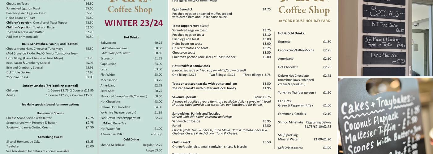 Old Barn Coffee Shop Menu