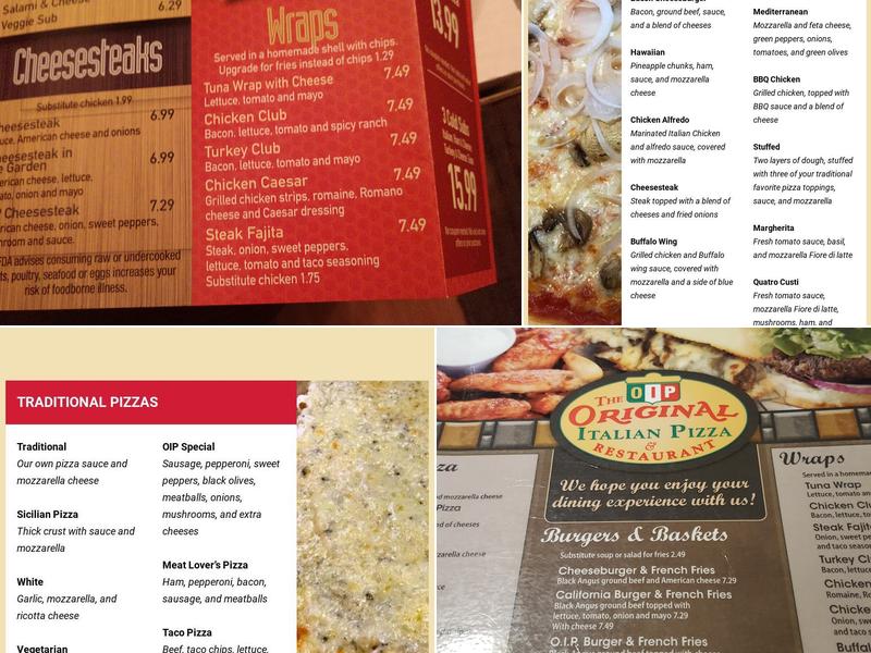 Original Italian Pizza and Restaurant Menu