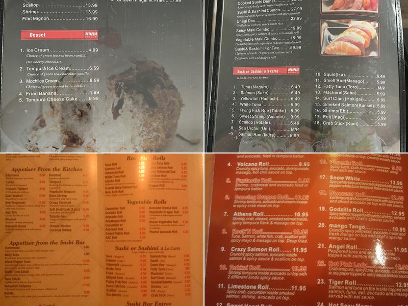 Ninja Japanese Steakhouse & Sushi Menu