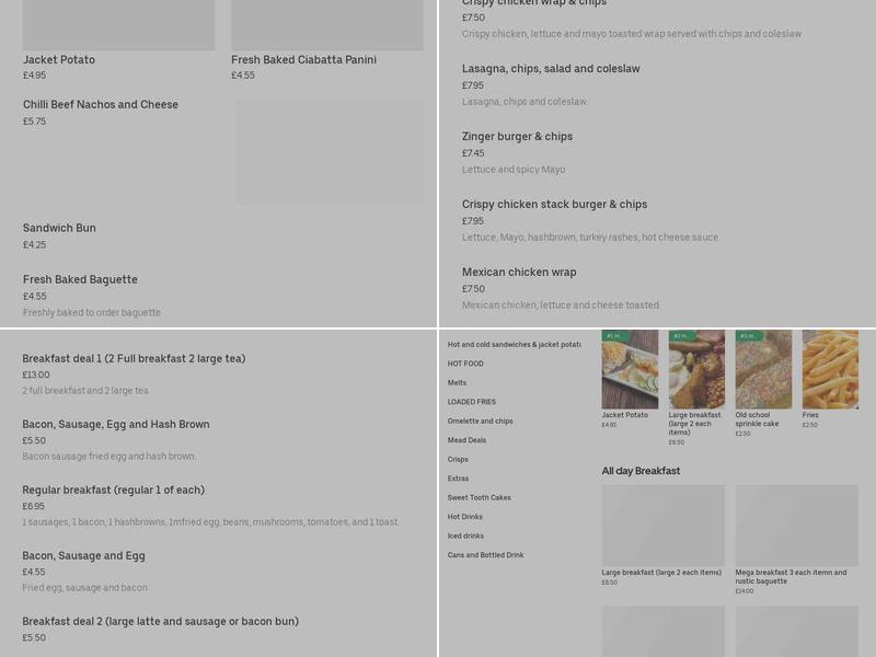 Snax Coffee Shop Menu