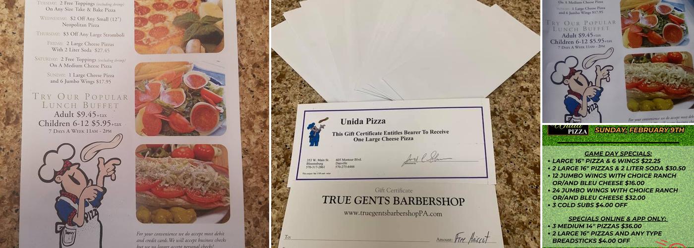 Unida Pizza - Bloomsburg Menu