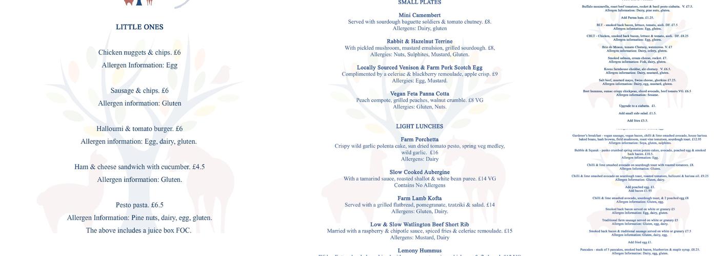 Snug Cafe & Farm Shop Menu
