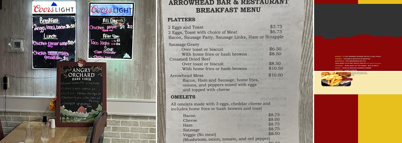 Arrowhead Bar & Restaurant Menu