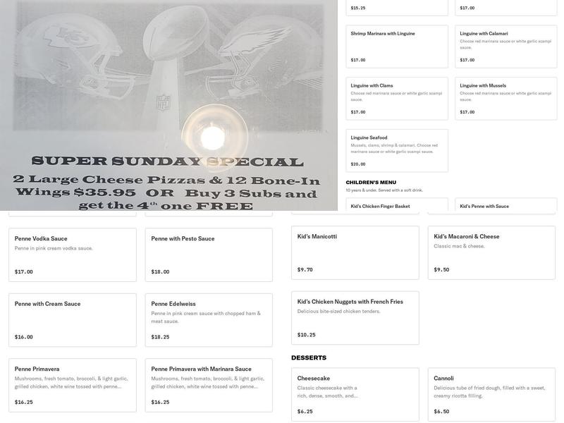 Original Italian pizza Lewisburg Menu