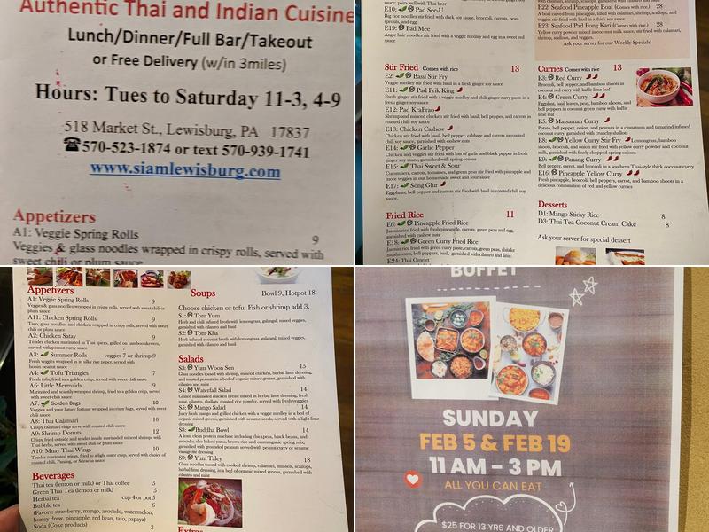 Siam Restaurant & Bar Menu