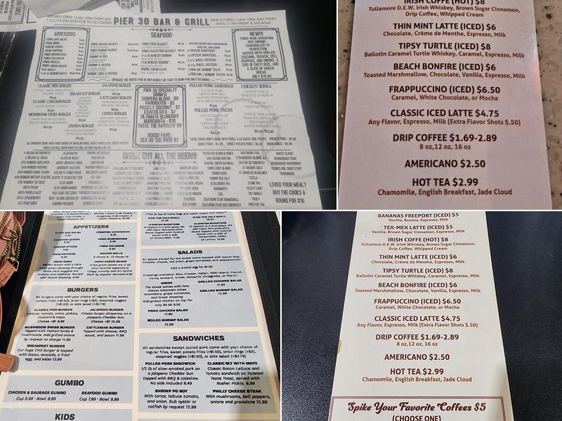Pier 30 Menu