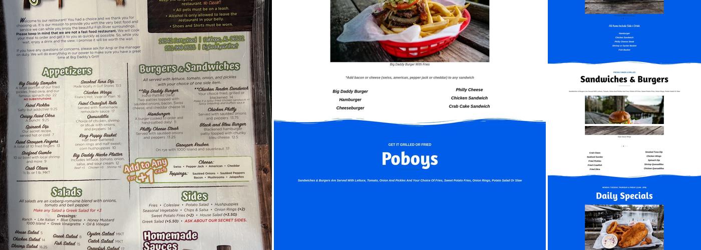 Big Daddy's Grill, LLC. Menu