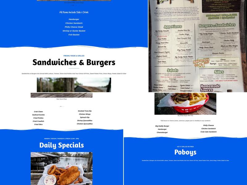 Big Daddy's Grill, LLC. Menu