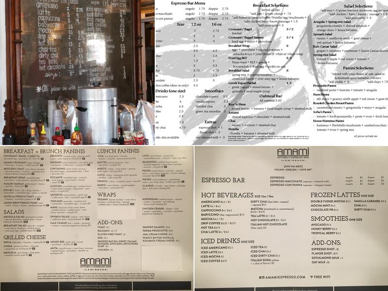 Amami Kitchen & Espresso Bar Menu