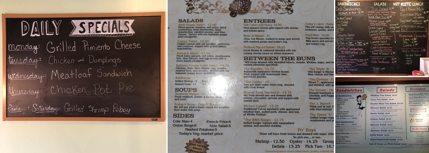 Sandra's Place Menu