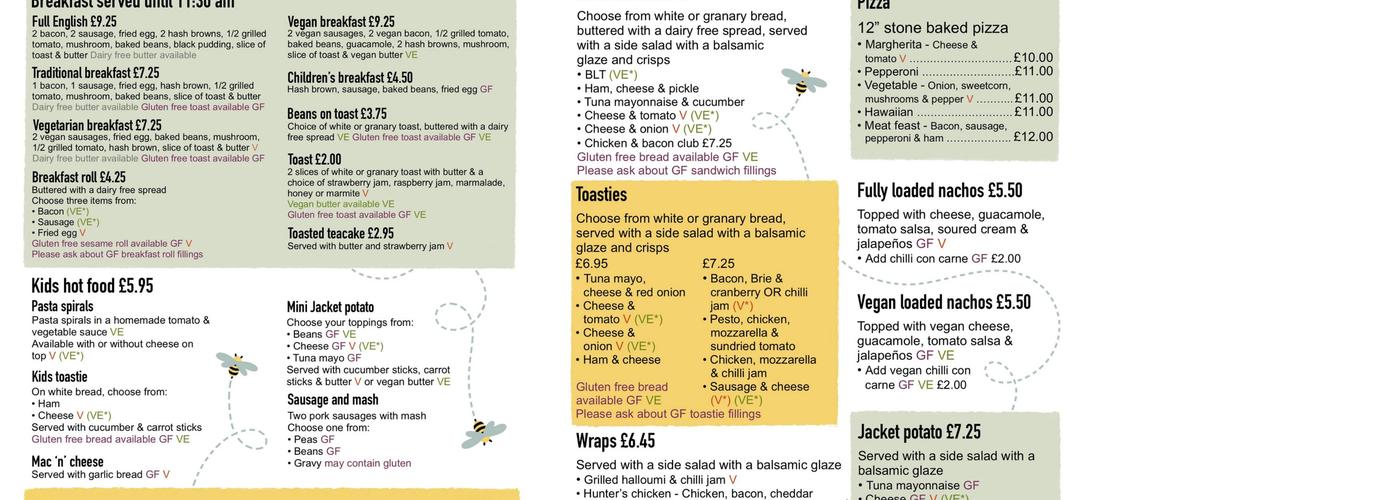 Mini Meadows Cafe Menu