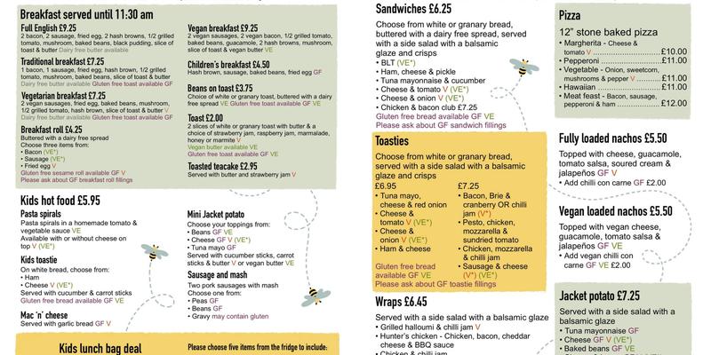 Mini Meadows Cafe Menu