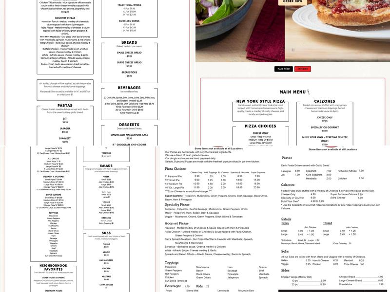 Sanpeggio's Pizza Menu