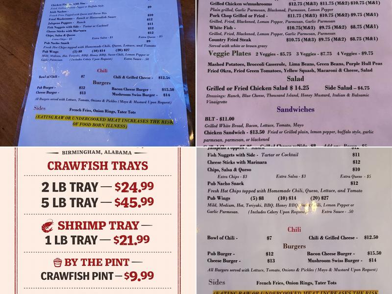 Pub 261 Menu