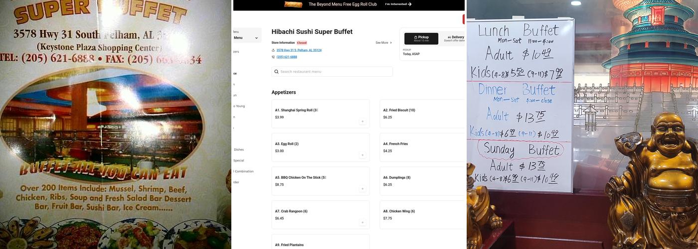 Hibachi Sushi Super Buffet Menu