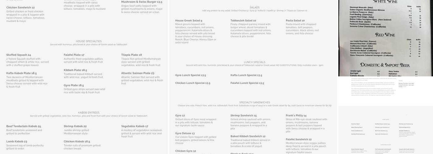 The Olive Branch Mediterranean Cuisine Menu