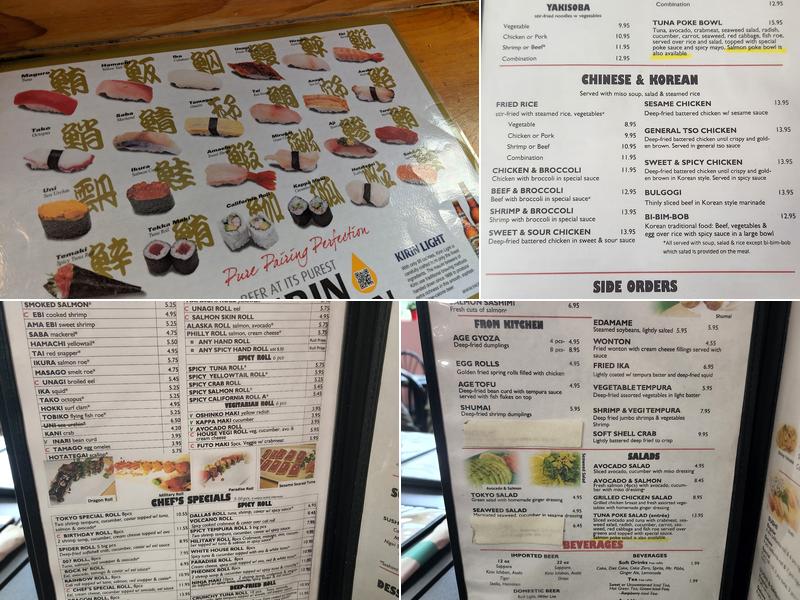 Tokyo Japanese Restaurant on Quantico Menu