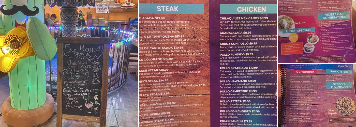Ruby's Mexican Restaurant Menu