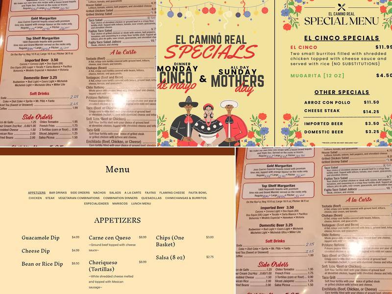 El Camino Real Menu