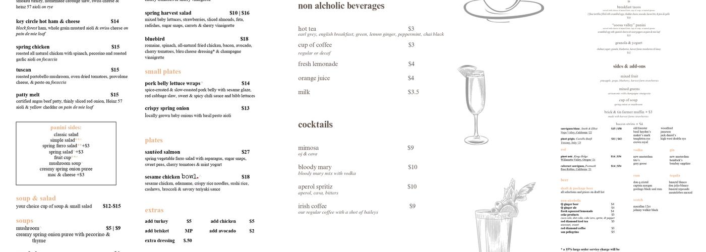 Brick & Tin Mountain Brook Menu