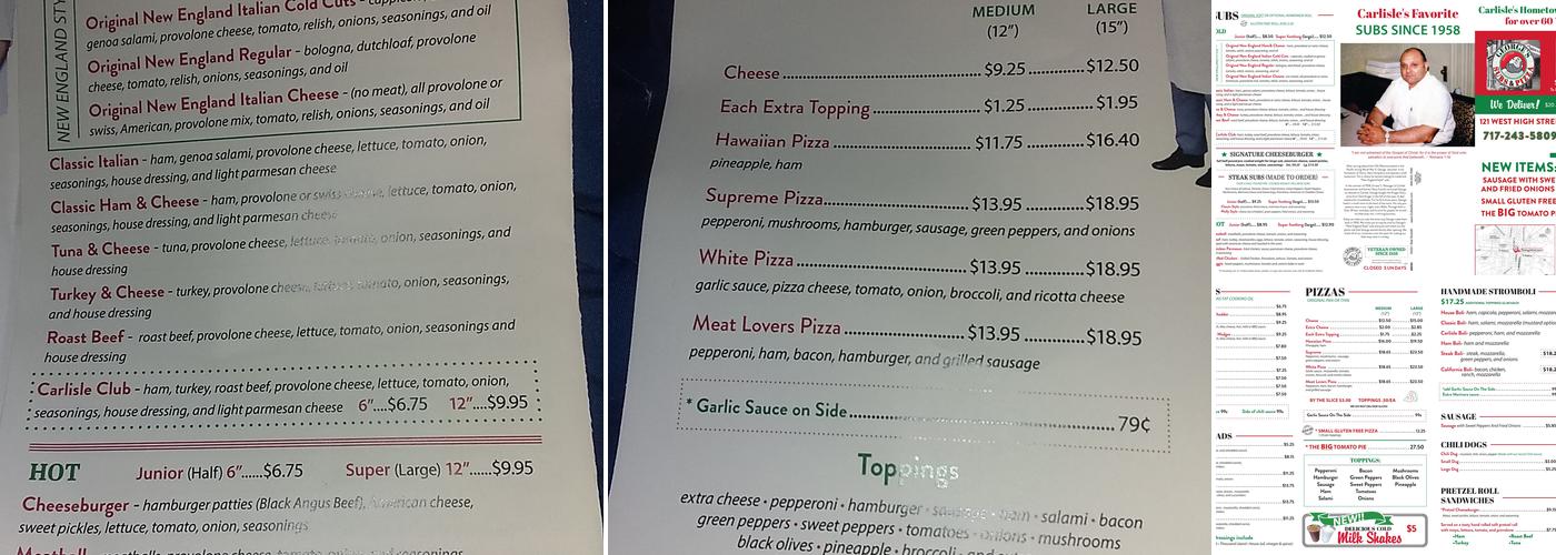 George's Subs & Pizza Menu