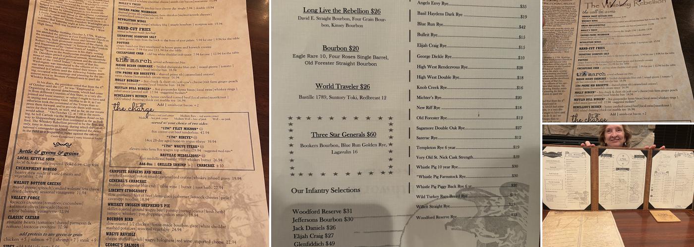 1794 The Whiskey Rebellion Menu