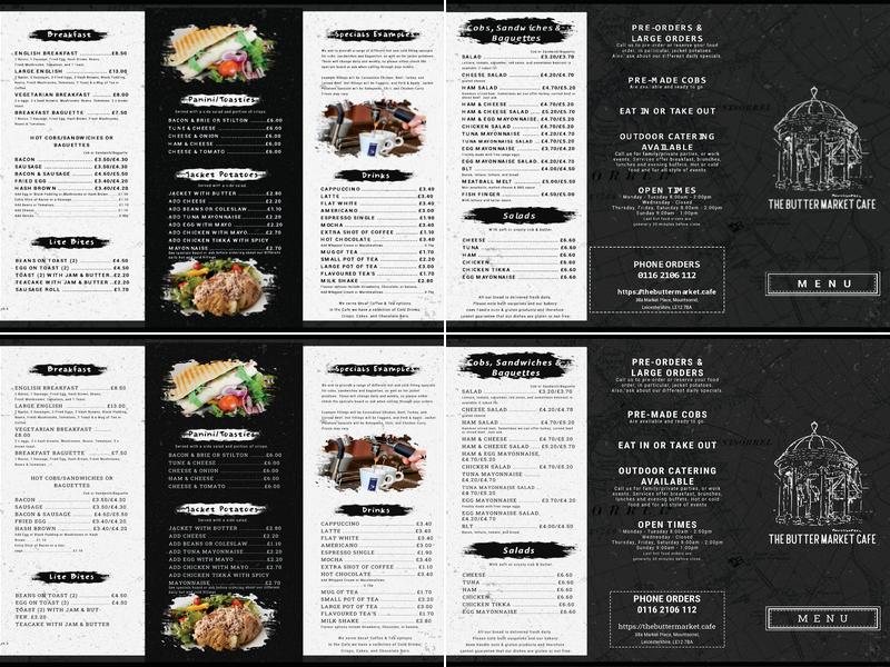 The Buttermarket Cafe Menu