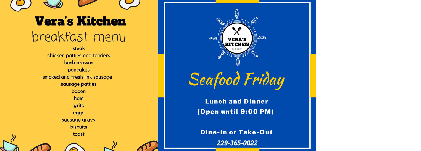 Vera's Kitchen Menu