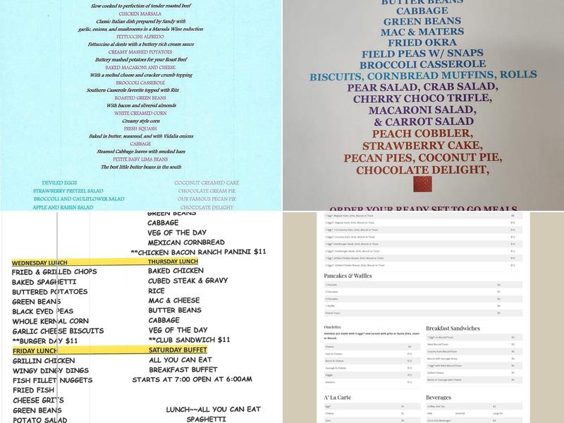 Tom and Sandy's Horseshoe Restaurant Menu