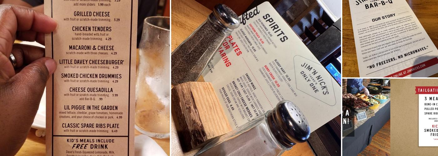 Jim 'N Nick's Menu