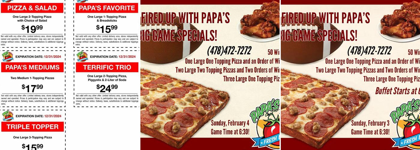 Papa's Pizza To Go Menu