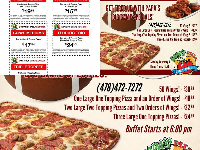 Papa's Pizza To Go Menu