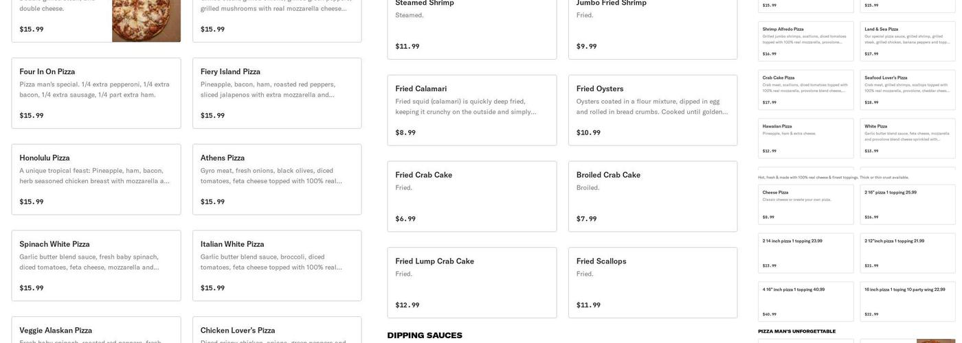 Pizza Man Restaurant Menu