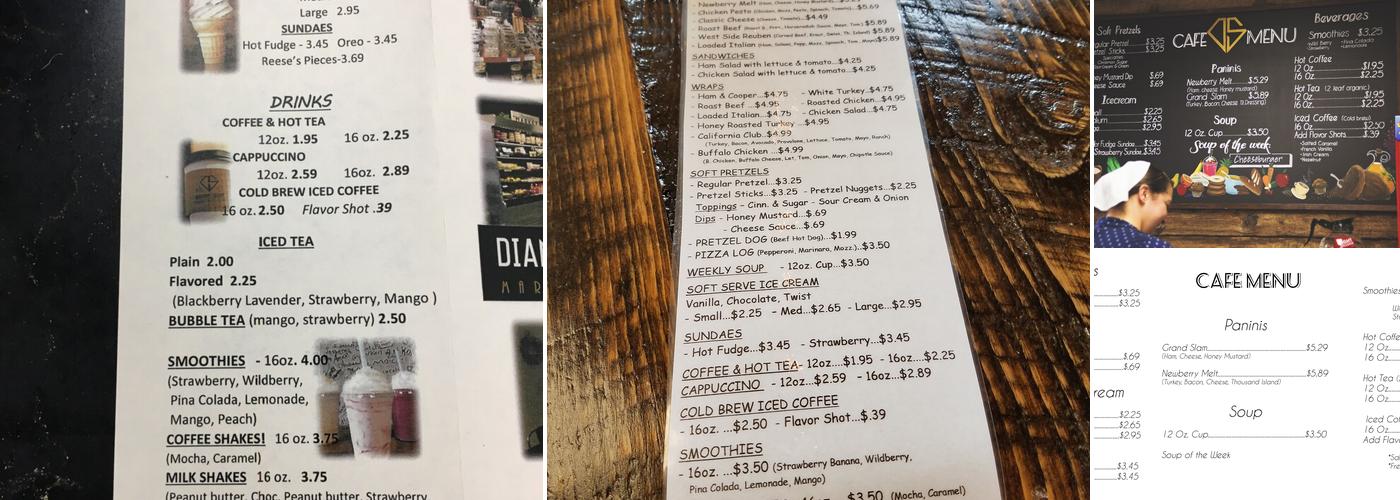 Diamond Square Market Deli Cafe Menu