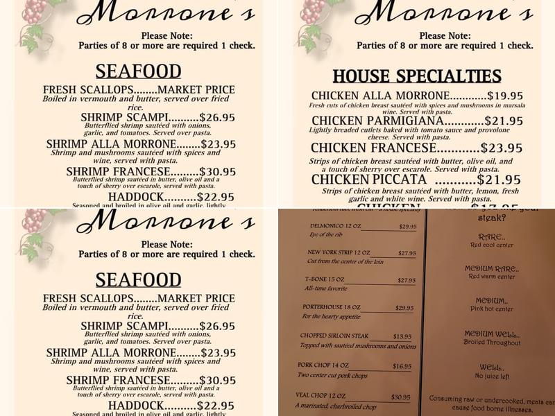 Morrone's Cafe Menu