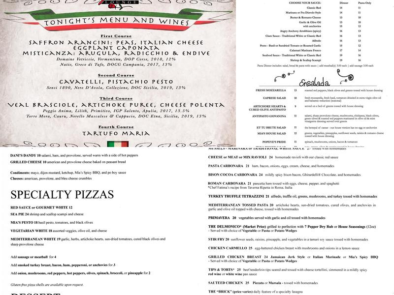 Franco's Lounge Restaurant & Music Club Menu