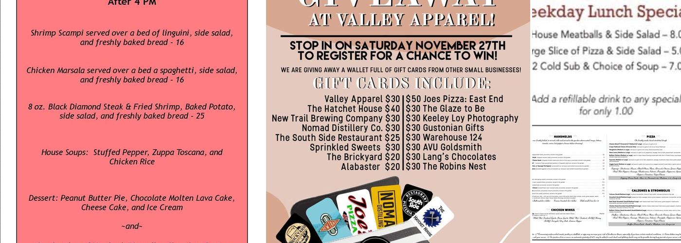 The South Side Restaurant, Pizzeria, and Tavern Menu