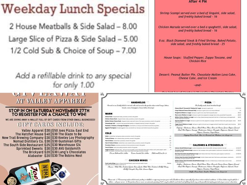 The South Side Restaurant, Pizzeria, and Tavern Menu