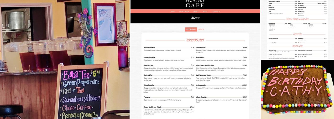 Tea Thyme Cafe Menu