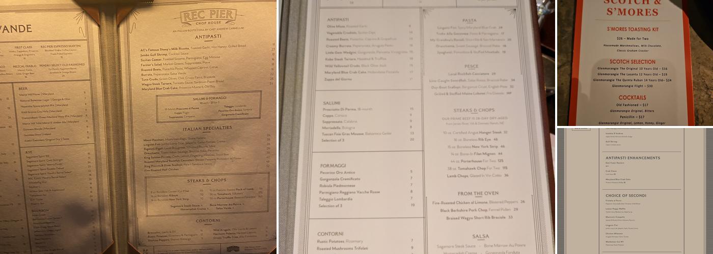 Rec Pier Chop House Menu
