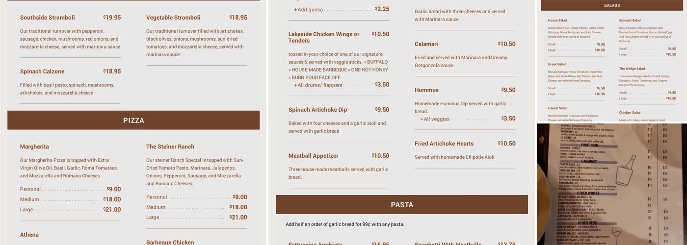 Lakeside Pizza & Grill Menu