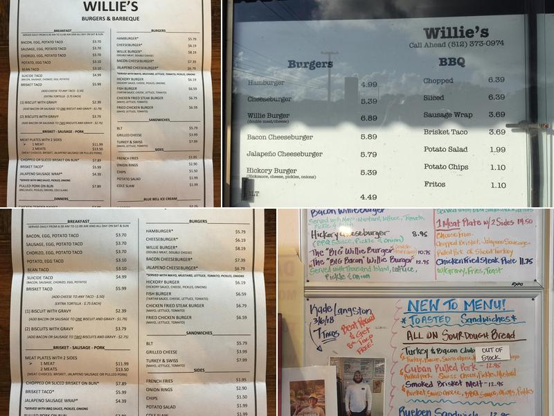 Willie's Burgers & BBQ Menu