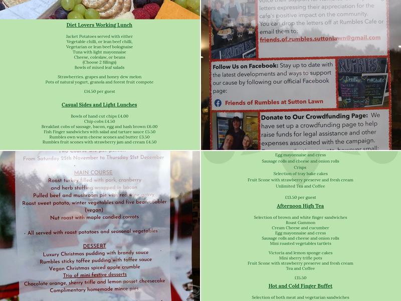 Rumbles at Vicar Water Menu