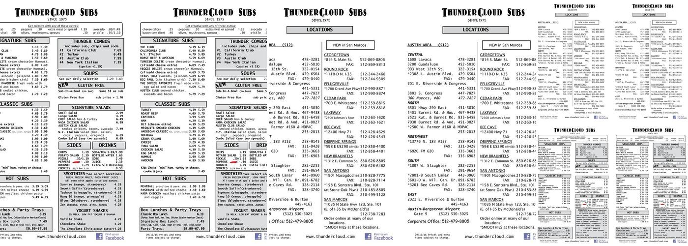 ThunderCloud Subs Menu