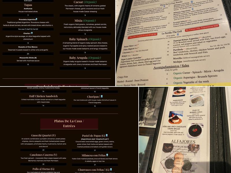 Buenos Aires Cafe Galleria Menu