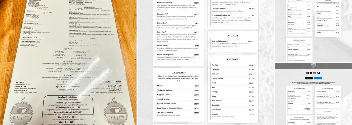 Cafe Lago Menu