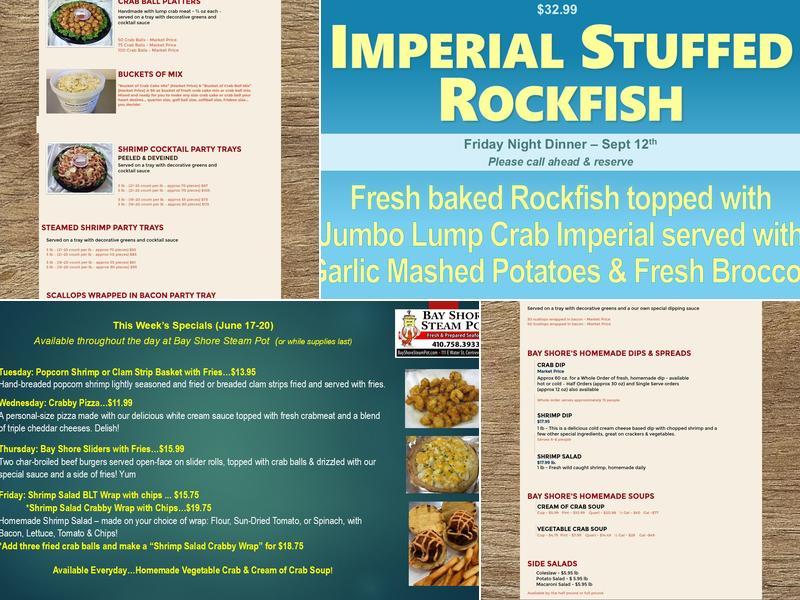 Bay Shore Steam Pot Menu